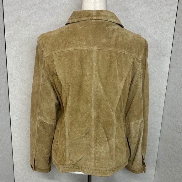 Vintage Fabio Suede Leather Trucker Jacket Cowgirl 90s Brown XL Machine Washable - Picture 2 of 13